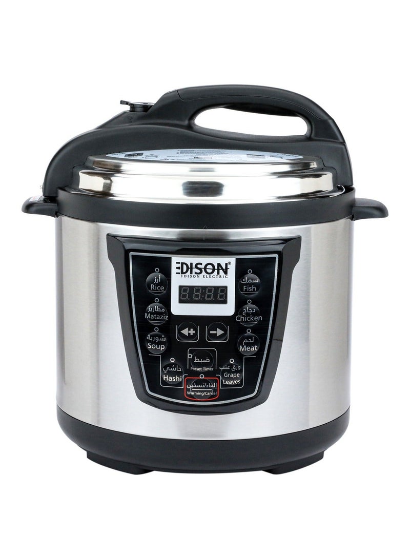 Edison VT-1202D Electric Pressure Cooker, Tefal Inner Pot, 1600W, 12L, 8 Cooking Functions - Silver Black - Image 1